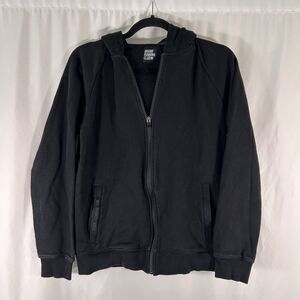 Grand Running Club Hoodie Men's Small Black Zip Pockets Full Zip Missing Drawstr
